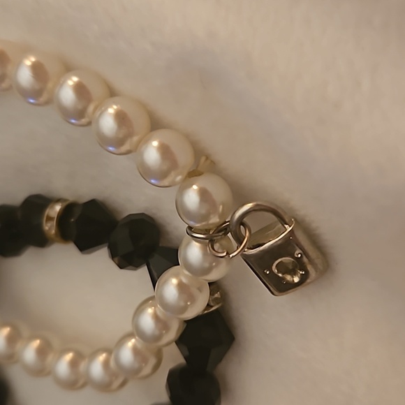 5/$25 Set of Two Monochrome Beaded Stretch Bracelets - Picture 3 of 5